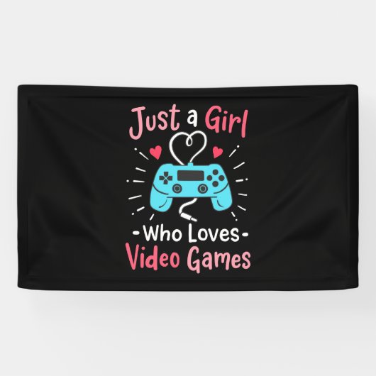 Gewoon een meisje dat van videogames houdt spandoek (Horizontaal)