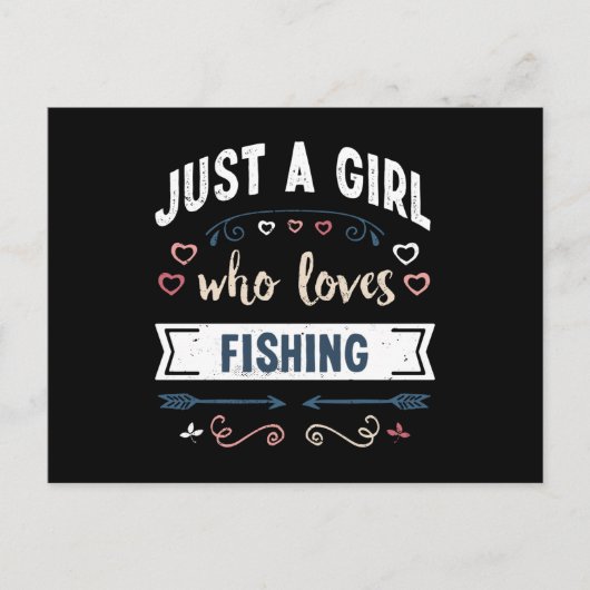 Gewoon een meisje dat van vissen houdt, grappige c briefkaart (Voorkant)