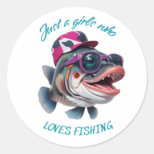 Gewoon een meisje dat van vissen houdt ronde sticker