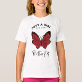 Gewoon een meisje dat van vlinder houdt t-shirt (Voorkant)