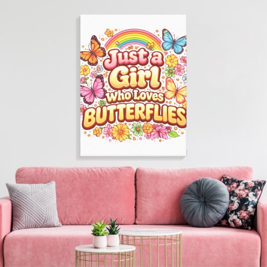 Gewoon een meisje dat van vlinders houdt – Schatti Canvas Afdruk (Insitu (Woonkamer))
