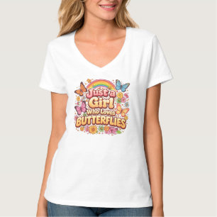 Gewoon een meisje dat van vlinders houdt – Schatti T-shirt