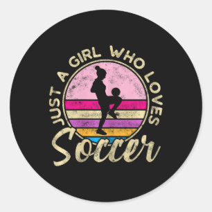 Gewoon een meisje dat van voetbal houdt vrouwen re ronde sticker