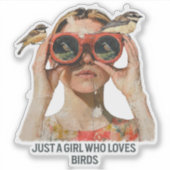 Gewoon een meisje dat van vogels houdt - Vogels ki Sticker (Voorkant)