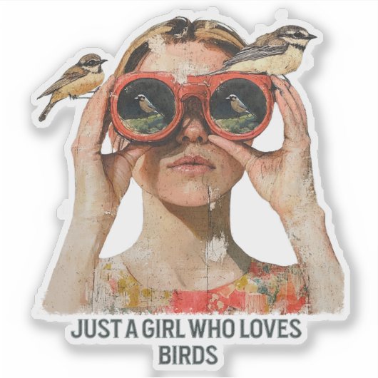 Gewoon een meisje dat van vogels houdt - Vogels ki Sticker (Voorkant)