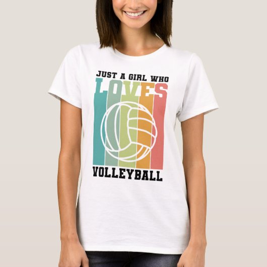 Gewoon een meisje dat van Volleyball houdt T-shirt (Voorkant)