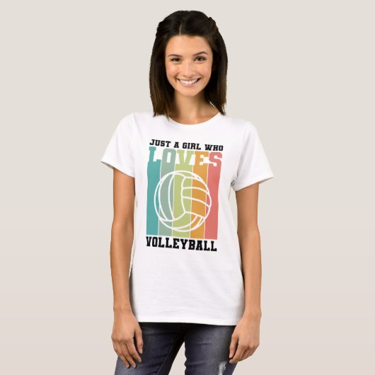 Gewoon een meisje dat van Volleyball houdt T-shirt (Voorkant volledig)