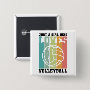 Gewoon een meisje dat van Volleyball houdt Vierkante Button 5,1 Cm