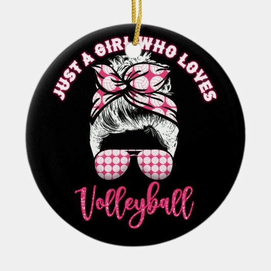Gewoon een meisje dat van volleybalmeisjes houdt keramisch ornament (Voorkant)