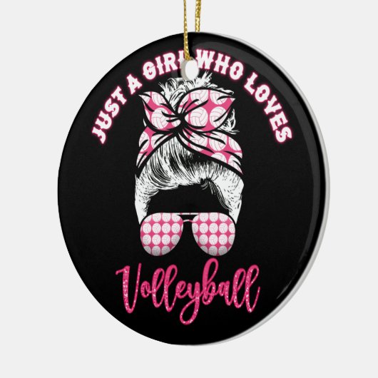 Gewoon een meisje dat van volleybalmeisjes houdt keramisch ornament (Links)