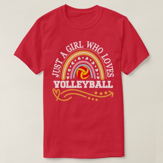 Gewoon een meisje dat van volleybalregenboogschenk t-shirt (Design voorkant)