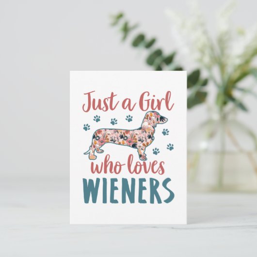 Gewoon een meisje dat van Wieners Dachshund Lover Briefkaart (Staand voorkant)