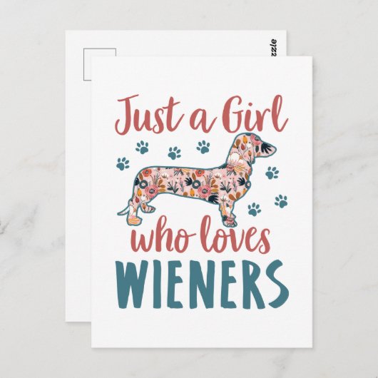 Gewoon een meisje dat van Wieners Dachshund Lover  Briefkaart (Voorkant / Achterkant)