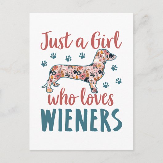 Gewoon een meisje dat van Wieners Dachshund Lover  Briefkaart (Voorkant)