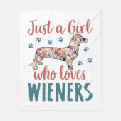 Gewoon een meisje dat van Wieners Dachshund Lover  Fleece Deken (Voorkant)