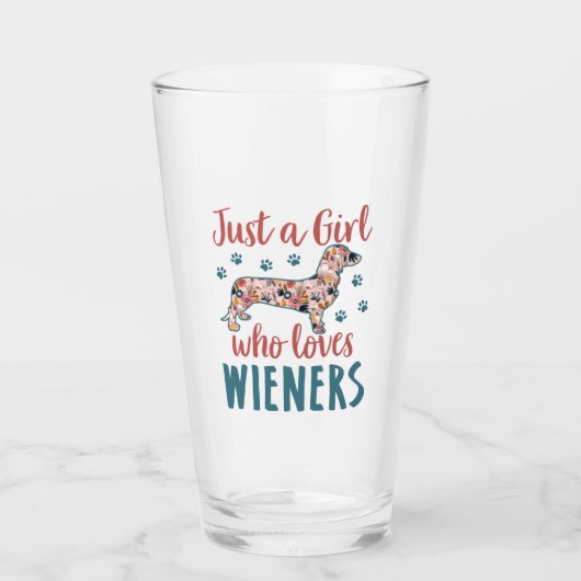 Gewoon een meisje dat van Wieners Dachshund Lover  Glas (Voorkant)