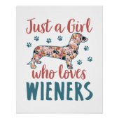 Gewoon een meisje dat van Wieners Dachshund Lover Perfect Poster (Voorkant)