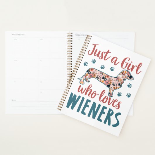 Gewoon een meisje dat van Wieners Dachshund Lover  Planner (Display)