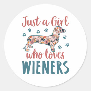 Gewoon een meisje dat van Wieners Dachshund Lover  Ronde Sticker