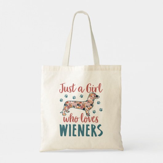 Gewoon een meisje dat van Wieners Dachshund Lover Tote Bag (Achterkant)