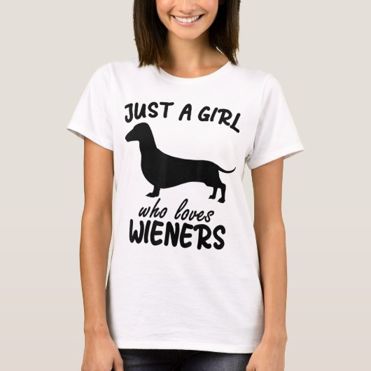gewoon een meisje dat van Wieners Funny Dachshund T-shirt (Voorkant)