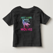 Gewoon Een Meisje Dat Van Wolven Aquarel Houdt Kinder Shirts (Voorkant)