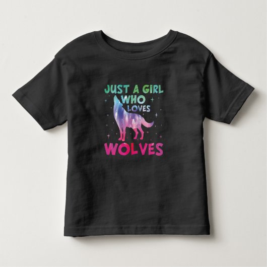 Gewoon Een Meisje Dat Van Wolven Aquarel Houdt Kinder Shirts (Voorkant)