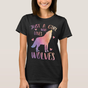 Gewoon een meisje dat van wolven houdt Aquarel Sch T-shirt
