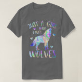 Gewoon een meisje dat van Wolven houdt, Cute Wolf T-shirt (Design voorkant)