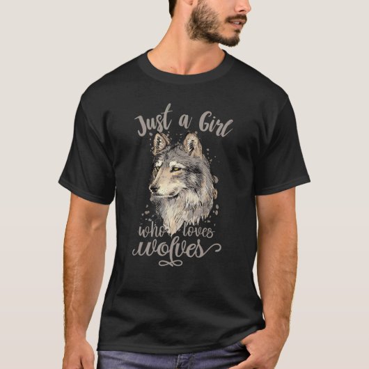 Gewoon een meisje dat van Wolven houdt, Cute Wolf  T-shirt (Voorkant)