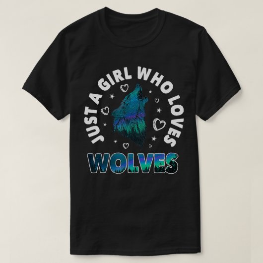 Gewoon een meisje dat van Wolven houdt Funny Wolf T-shirt (Design voorkant)