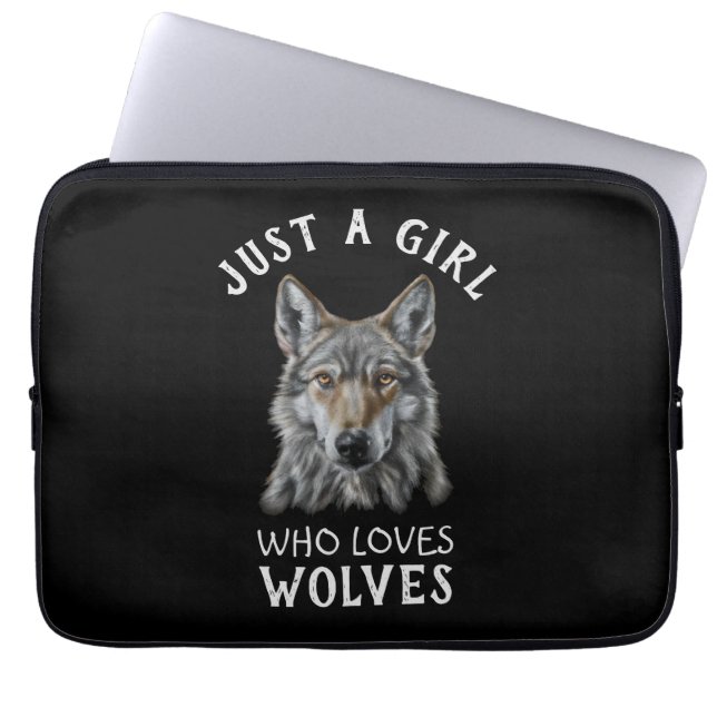 Gewoon een meisje dat van wolven houdt laptop sleeve (Voorkant)