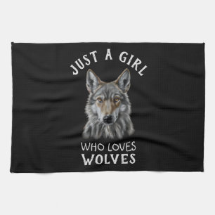 Gewoon een meisje dat van wolven houdt theedoek