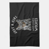 Gewoon een meisje dat van wolven houdt theedoek (Verticaal)