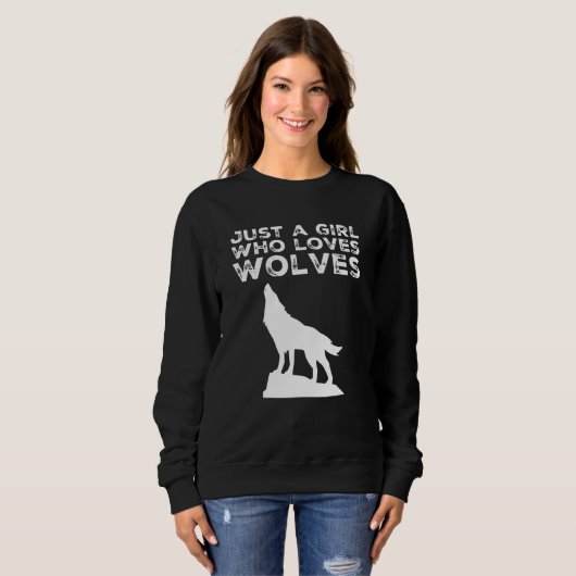 Gewoon een meisje dat van wolven houdt trui (Voorkant volledig)