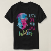 Gewoon een meisje dat van Wolven houdt, Wilde Dier T-shirt (Design voorkant)