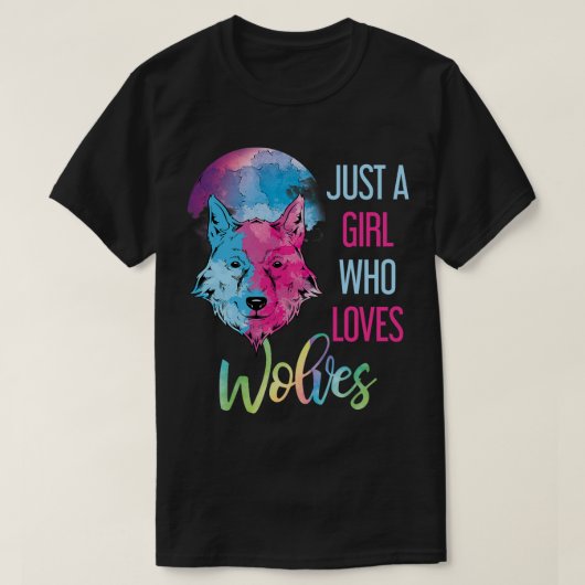 Gewoon een meisje dat van Wolven houdt, Wilde Dier T-shirt (Design voorkant)