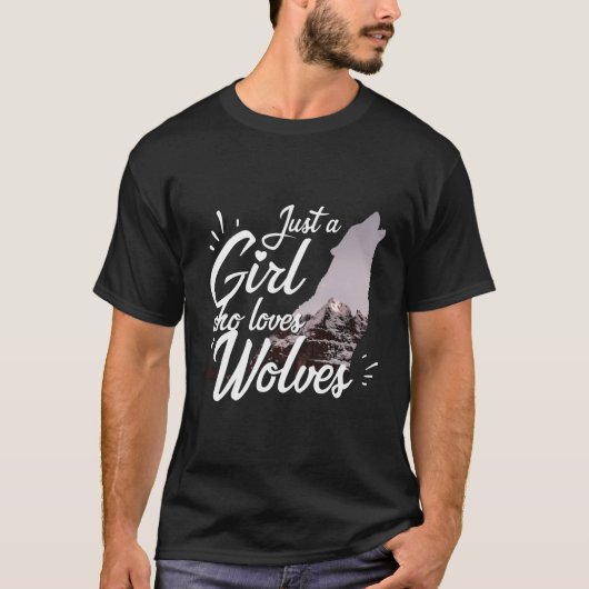 Gewoon een meisje dat van wolven houdt - Wolf T-shirt (Voorkant)