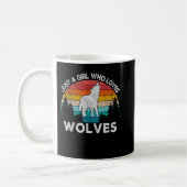 Gewoon een meisje dat van Wolven Retro Wolf Lover  Koffiemok (Links)