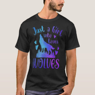 Gewoon een meisje dat van Wolven Wolf Moon Gr hou T-shirt