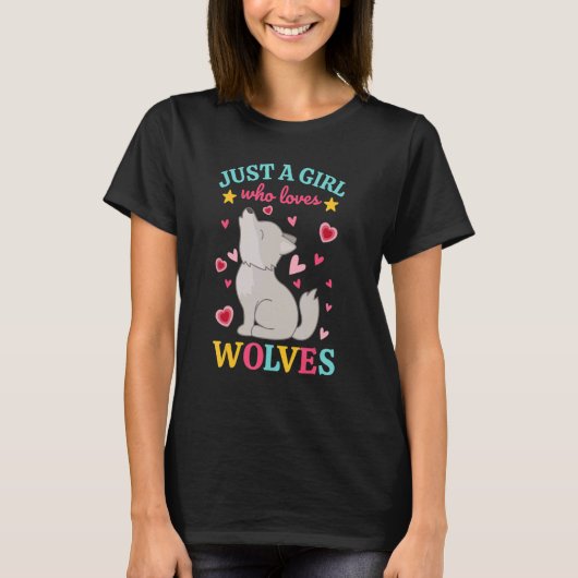 Gewoon een meisje dat van Wolven Wolfdog Howling W T-shirt (Voorkant)