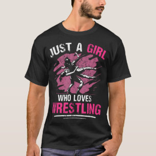 Gewoon een meisje dat van worstelen houdt, grappig t-shirt