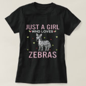 Gewoon een meisje dat van Zebras Cute Women Girls  T-shirt (Design voorkant)