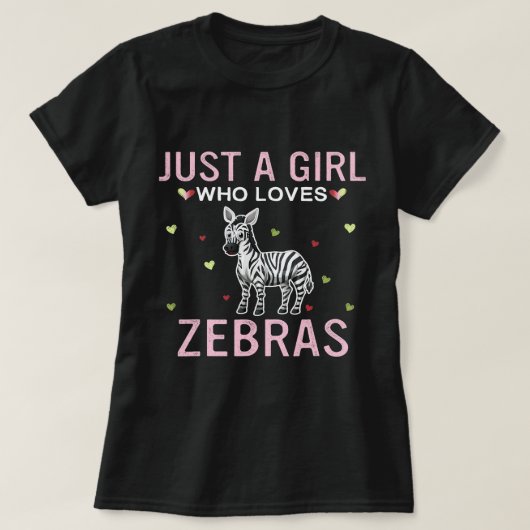 Gewoon een meisje dat van Zebras Cute Women Girls  T-shirt (Design voorkant)