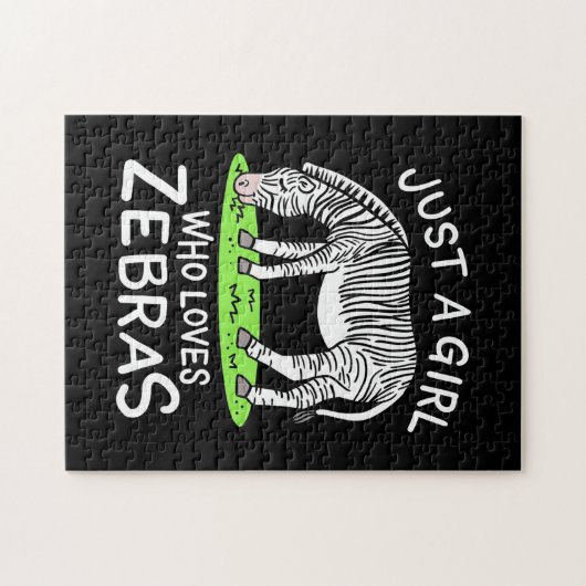 Gewoon een meisje dat van Zebras houdt Legpuzzel (Horizontaal)
