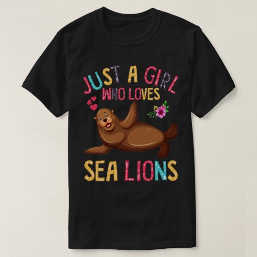 Gewoon een meisje dat van Zee leeuwen Zee leeuwen  T-shirt (Design voorkant)