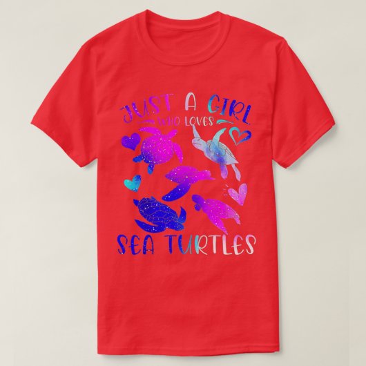 Gewoon een meisje dat van Zee schildpadden houdt - T-shirt (Design voorkant)