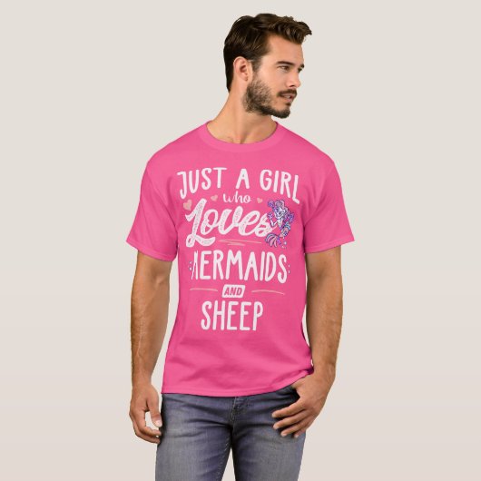 Gewoon een meisje dat van zeemeerminnen en schapen t-shirt (Voorkant volledig)