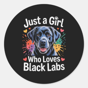 Gewoon een meisje dat van zwarte Labs houdt - Labr Ronde Sticker