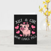 Gewoon een meisje dat varkens roze hart kinderen m kaart (Gele Bloem)